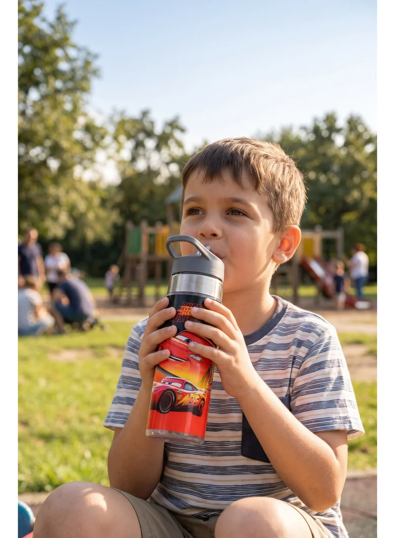 ديزني Disney Cars Regular Water Bottle 650ml | Lightning McQueen Kids Plastic Water Bottle with Straw Lid | Leak-Resistant Reusable Drinking Bottle for School, Sports & Travel