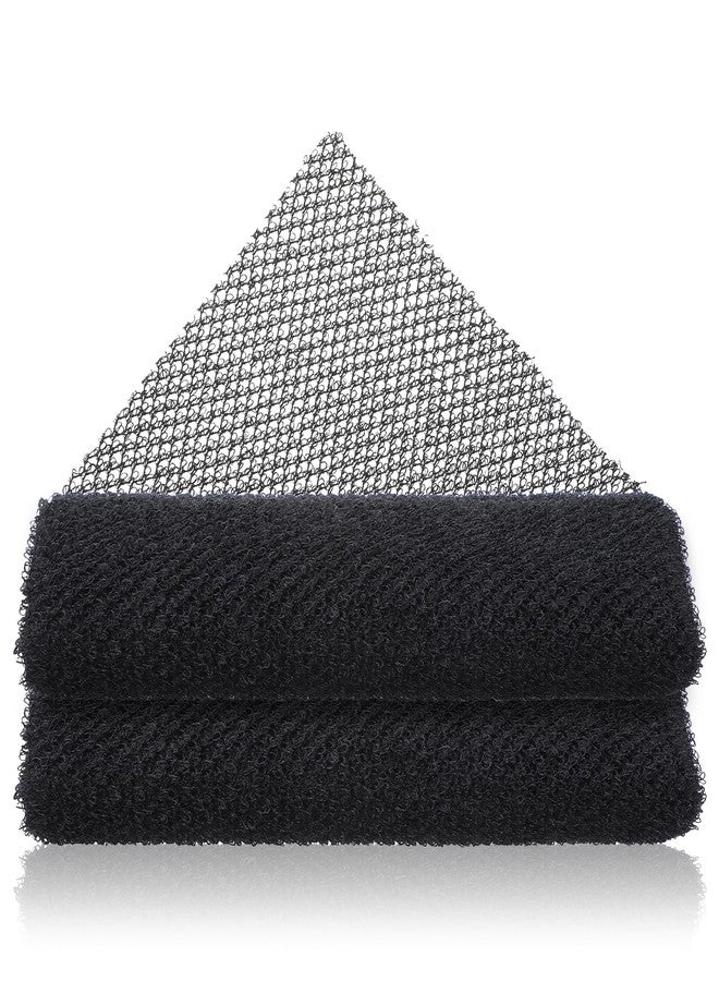 WJIAAA African Net Sponge, 2 Pack Black Exfoliating Washcloth, Elastic Long Net Rag African Wash Nets, Nylon Back Body Scrubber, Japanese Bath Towel 80x30cm/11.8 x 31.5 in - Image 1