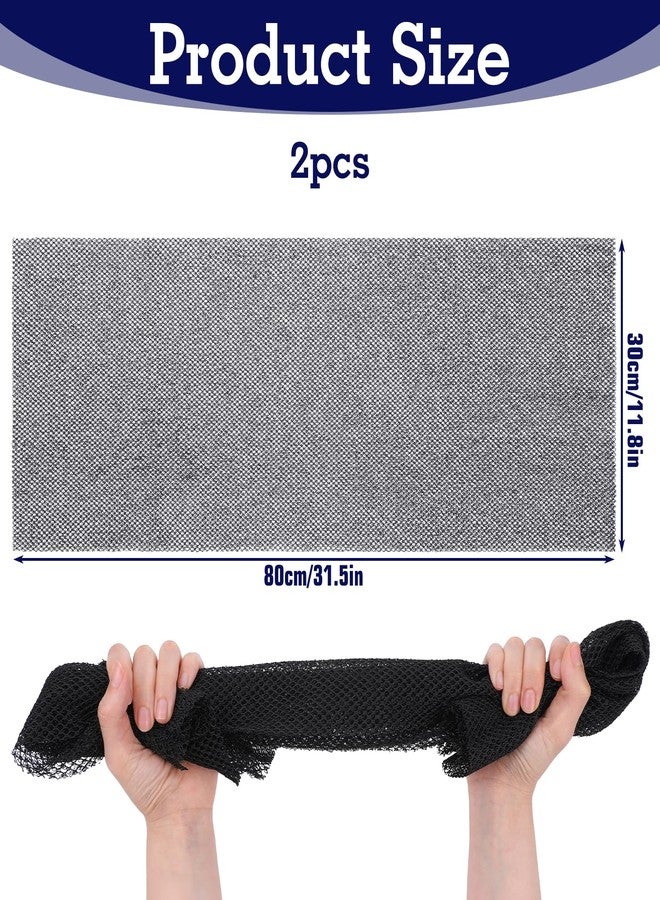 WJIAAA African Net Sponge, 2 Pack Black Exfoliating Washcloth, Elastic Long Net Rag African Wash Nets, Nylon Back Body Scrubber, Japanese Bath Towel 80x30cm/11.8 x 31.5 in - Image 3