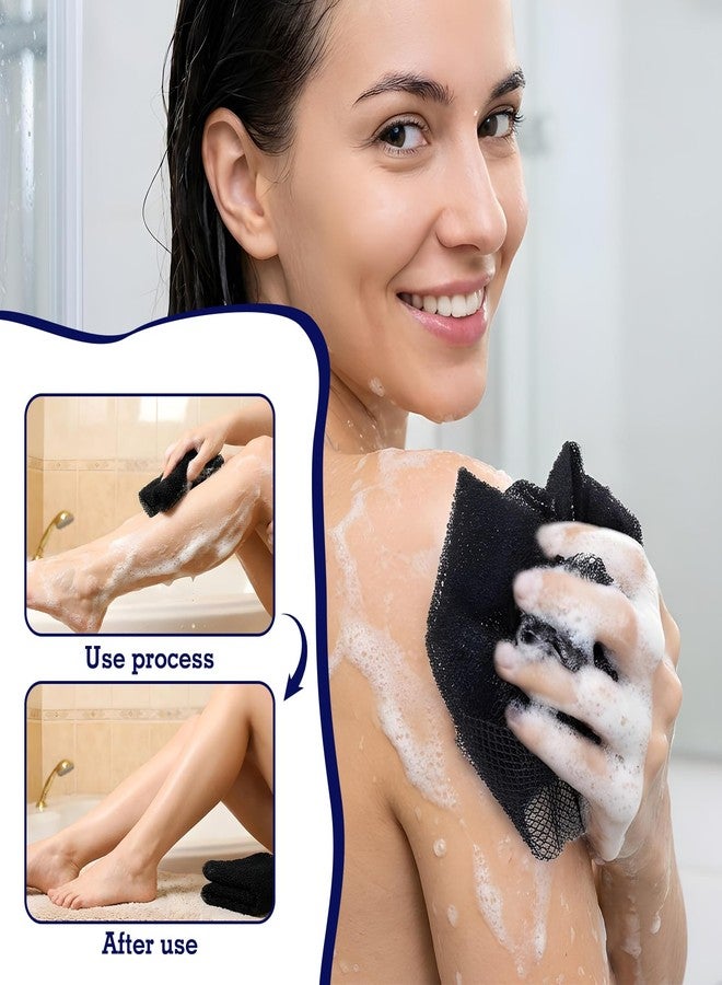 WJIAAA African Net Sponge, 2 Pack Black Exfoliating Washcloth, Elastic Long Net Rag African Wash Nets, Nylon Back Body Scrubber, Japanese Bath Towel 80x30cm/11.8 x 31.5 in - Image 4