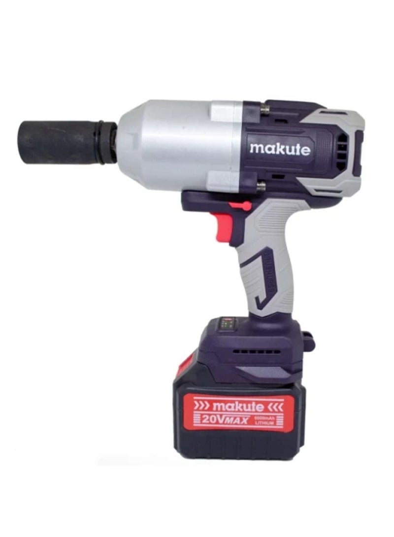 makute 20V Cordless Impact Wrench with Brushless Motor 1700 Nm Torque and 2-Speed Settings for  for Heavy Duty  Large Fasteners Automotive Construction and more (CW005-2BL) - Image 1
