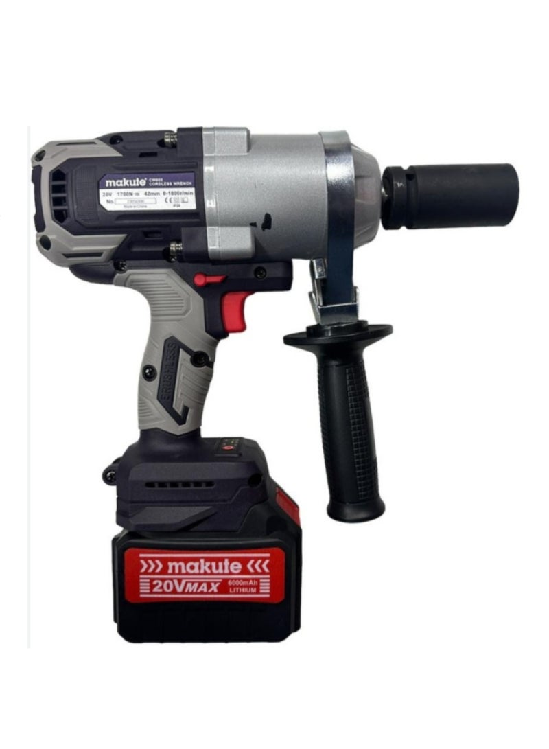 makute 20V Cordless Impact Wrench with Brushless Motor 1700 Nm Torque and 2-Speed Settings for  for Heavy Duty  Large Fasteners Automotive Construction and more (CW005-2BL) - Image 2