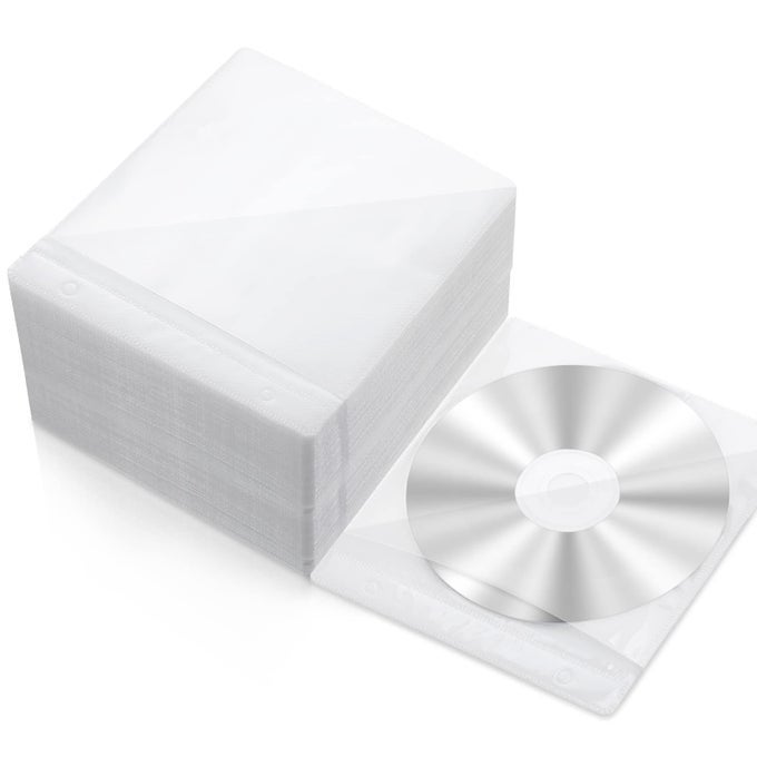 200 PCS CD SLEEVES DVD ENVELOPES DOUBLE SIDED REFILL PLASTIC DISC HOLDER CASE FOR BLANK STORAGE BINDERS FOR PROTECTION REPLACEMENTWHITE