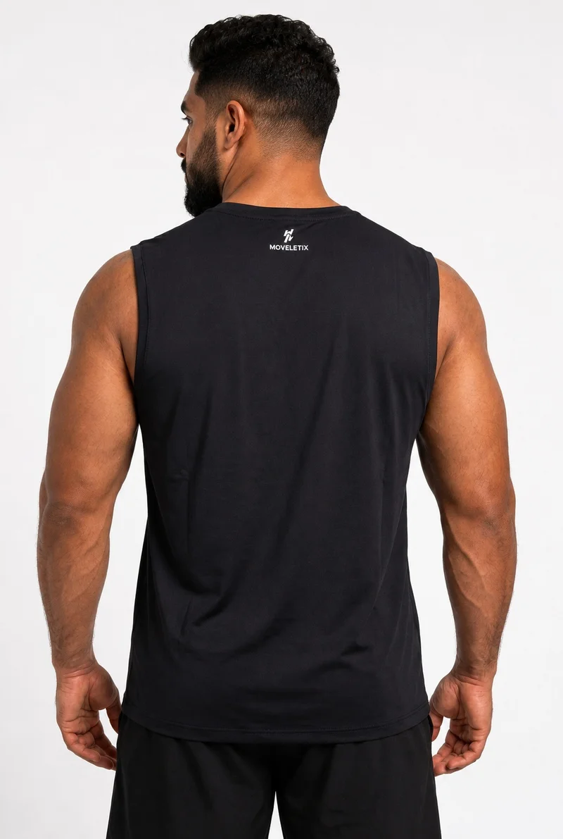 Moveletix Black Men's Plus Size Training Tank Top Black for Men | Best Price UAE