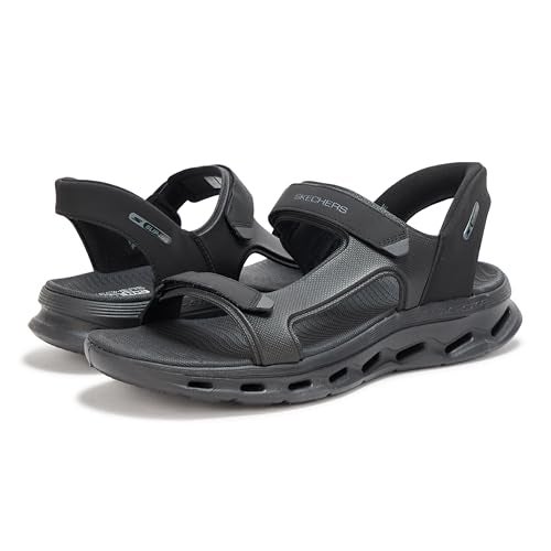 Skechers Men's Hands Free Slip-Ins Go Walk Glide Step 2.0 Quarter Strap Sandal, Black/Black, 8 - Image 3