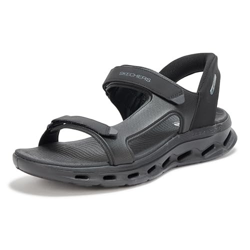 Skechers Men's Hands Free Slip-Ins Go Walk Glide Step 2.0 Quarter Strap Sandal, Black/Black, 8 - Image 5