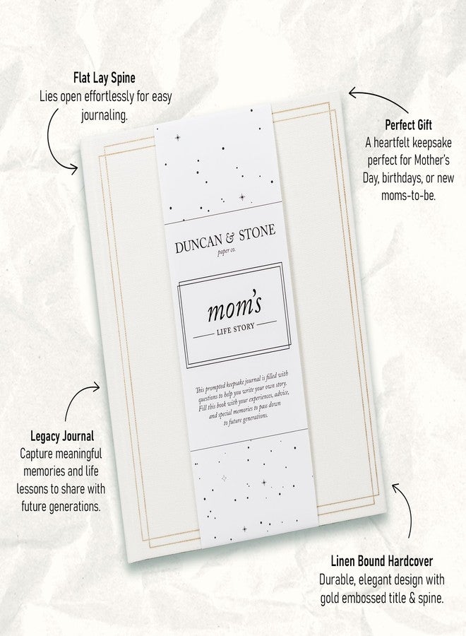 DUNCAN & STONE PAPER CO. 85 Page Mom Tell Me Your Story Journal - Linen Bound Mom Life Book - Journals for Moms w/Prompts, Family Tree & More for Journaling (Ivory) - Image 2