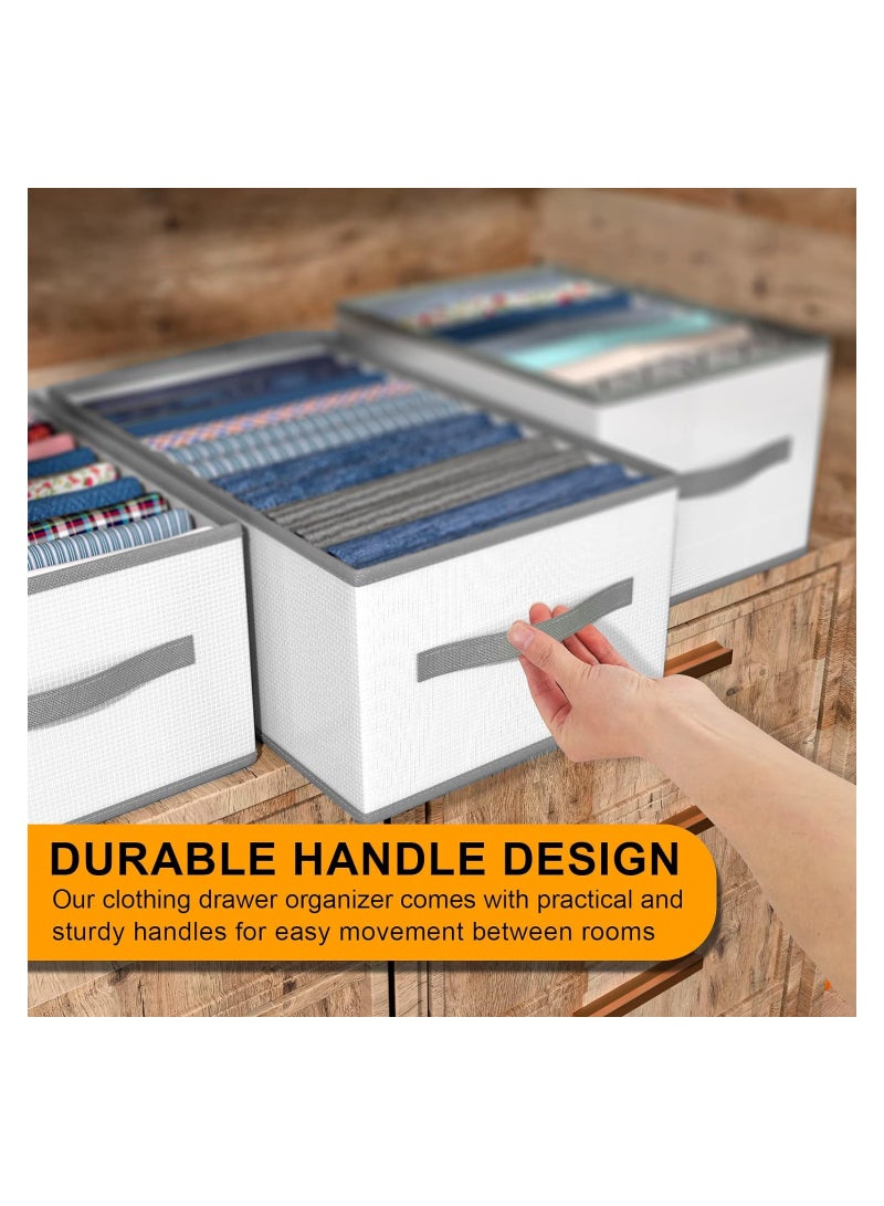 Foldable 9-Compartment Clothes Organizer Drawer with Handles, Fabric Storage Basket for T-Shirts, Jeans, and Underwear, Grey Closet Divider Box for Efficient Clothes Storage.