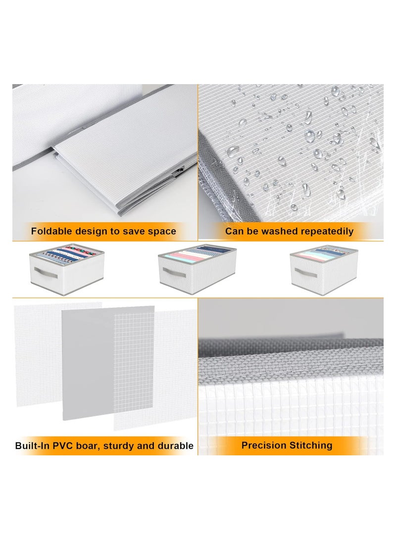 Foldable 9-Compartment Clothes Organizer Drawer with Handles, Fabric Storage Basket for T-Shirts, Jeans, and Underwear, Grey Closet Divider Box for Efficient Clothes Storage.
