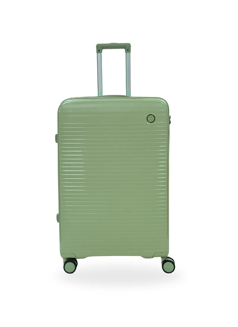 GIORDANO Giordano Pathfinder PP Hardcase Unbreakable Check-In Large Travel Luggage, Durable Lightweight 4 Double Wheels Smooth Rolling 28" Suitcase, Secure Lock Travel Bag Dark Green.