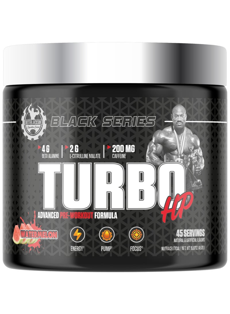 Dexter Jackson Black Series Turbo HP Pre Workout | Watermelon | 450g | 45 Servings - Image 1