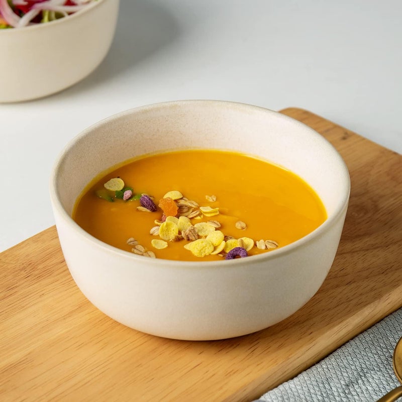 AmorArc Stoneware Cereal Bowls Set of 4, 26oz Soup Bowls Set for Cereal Soup Snacks, Modern Kitchen bowls for Meal, Dishwasher &Microwave Safe, Matte Ivory - Image 4