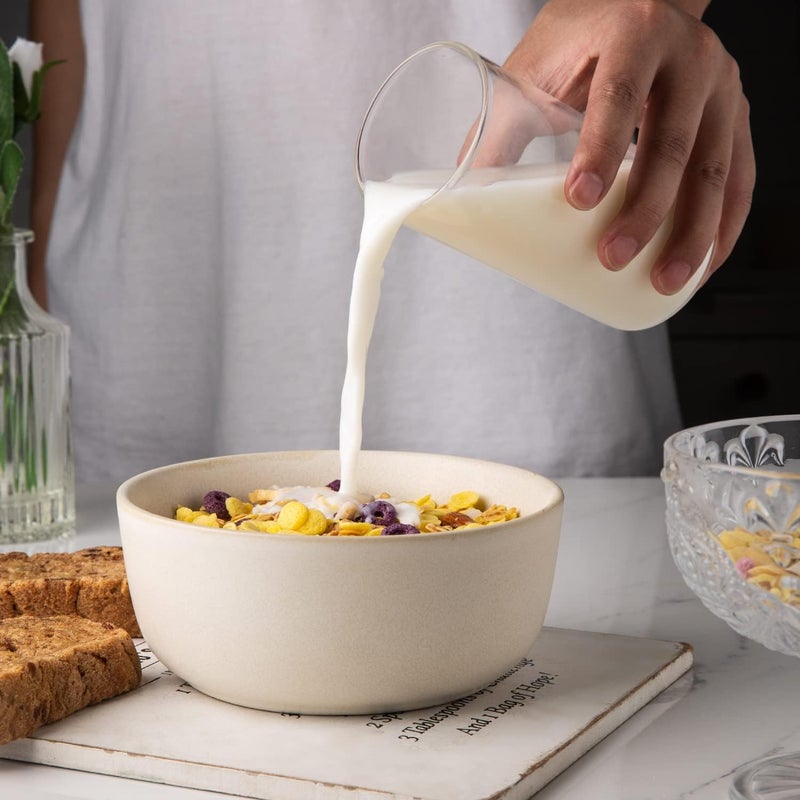 AmorArc Stoneware Cereal Bowls Set of 4, 26oz Soup Bowls Set for Cereal Soup Snacks, Modern Kitchen bowls for Meal, Dishwasher &Microwave Safe, Matte Ivory - Image 3