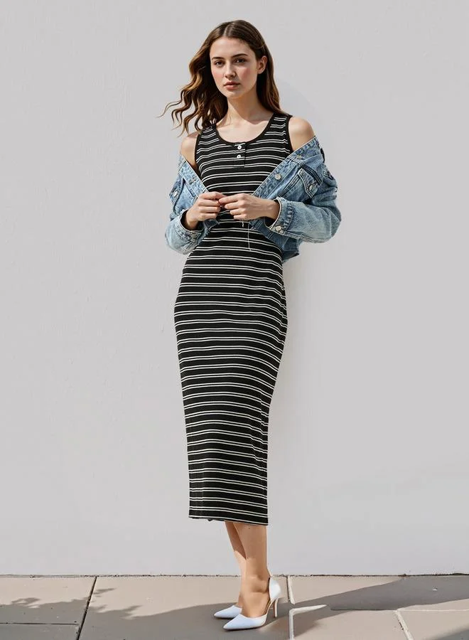 Lee Cooper Lee Cooper Striped Sleeveless A-Line Midi Dress