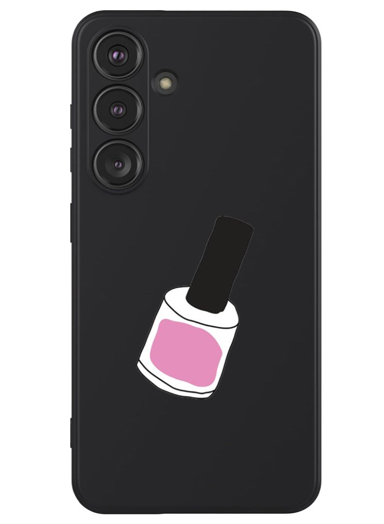 Theodor Protective Slim Fit Case Liquid Silicone Cover with Full Body Protection Anti-Scratch Shockproof Case For Samsung Galaxy S24 Plus (Black) - Nail Paint 1 - Image 1