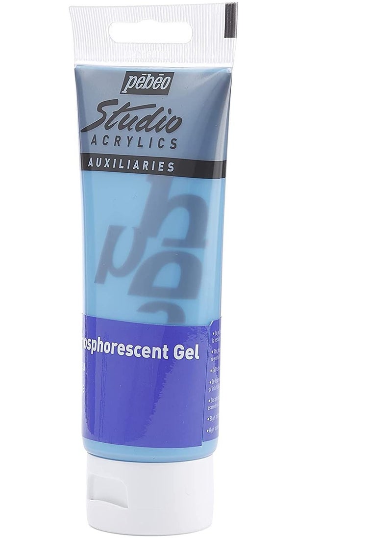 Pebeo Acrylic Fine Studio Acrylics Phosphorescent Gel Blue Glow In The Dark 100ml