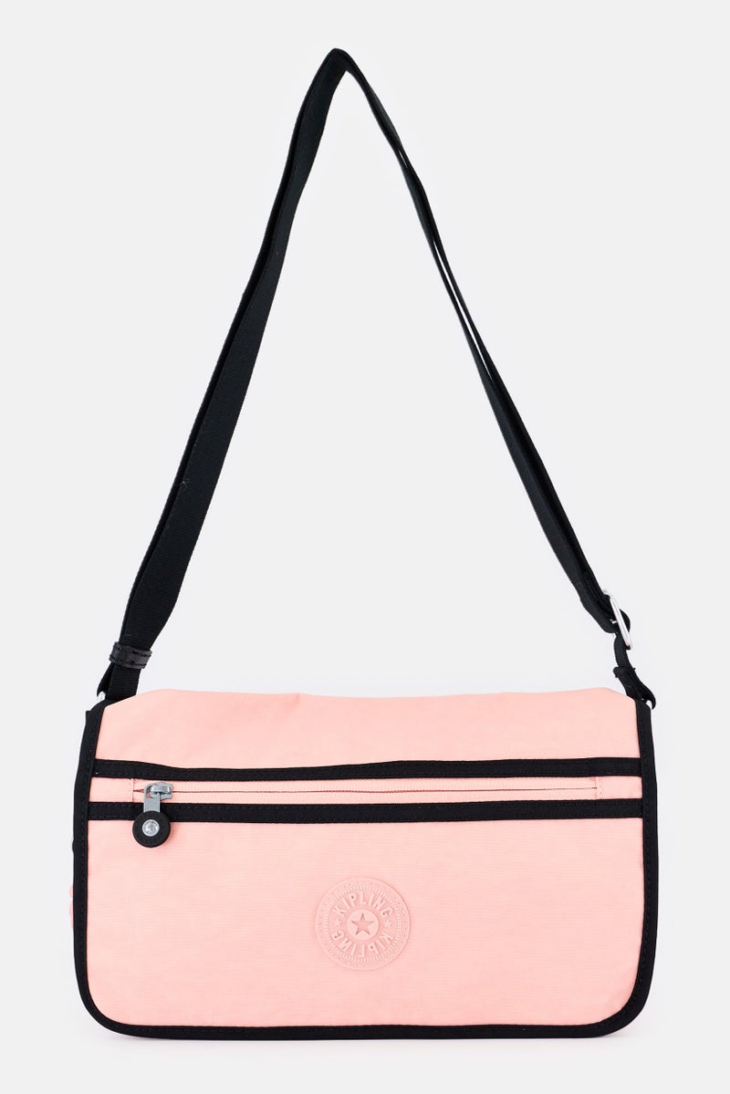 kipling Women Brand Logo Cross Body Bag With Keyrings, Pink - Image 1