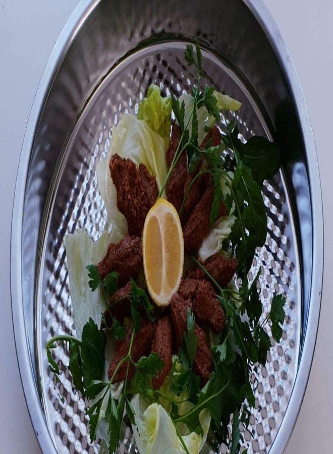 Dlk Stainless Steel Raw Meatball Tray 15 inches (Turkish Cig Kofte) Silver - Image 5