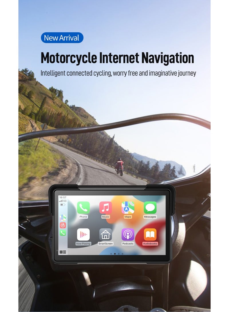 7-inch Motorcycle GPS Navigation Waterproof With BSD Ai Blind Spot Warning Wireless Carplay Android Auto Dash Cam TPMS - Image 2