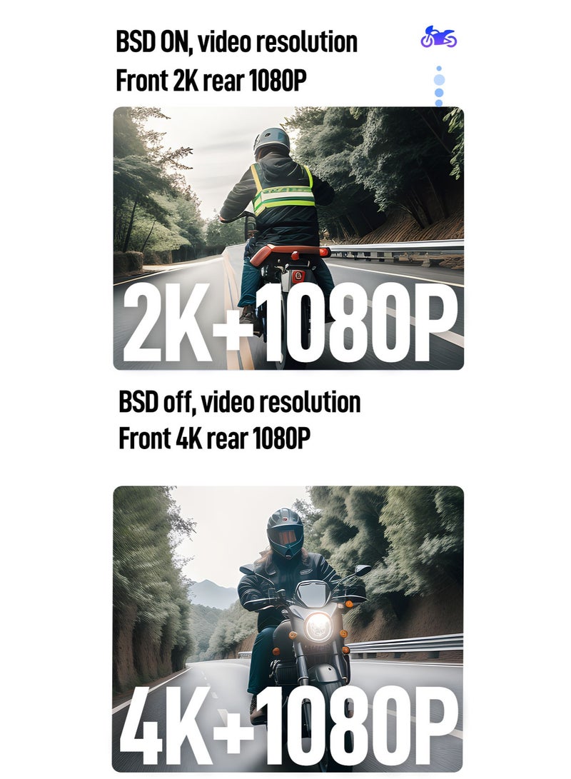 7-inch Motorcycle GPS Navigation Waterproof With BSD Ai Blind Spot Warning Wireless Carplay Android Auto Dash Cam TPMS - Image 4