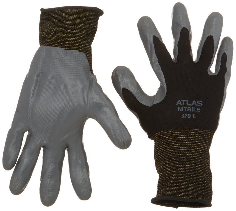 12 Pack - Showa Atlas 370 Black Work Gloves - Large