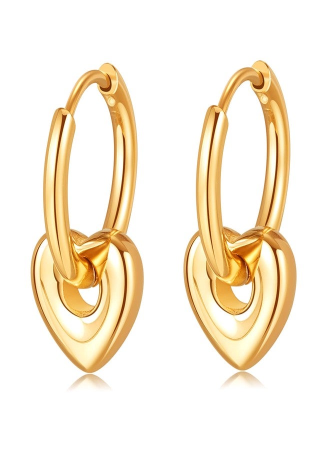KELMALL Gold Small Hoop Huggie Earrings for Women, Trendy Hypoallergenic with Star Moon Heart Flower Charm Dangle Earrings Stainless Steel Piercing Earrings Jewerly - Image 1