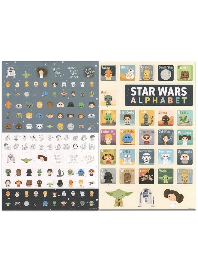 Classic Disney - Star Wars Reward Sticker Pack Bundle ~ 295+ Star Wars Stickers for Kids, Adults, Water Bottles, Laptops, and More | Original Star Wars Trilogy Stickers with Door Hanger (Star Wars Party Favors) - Image 1