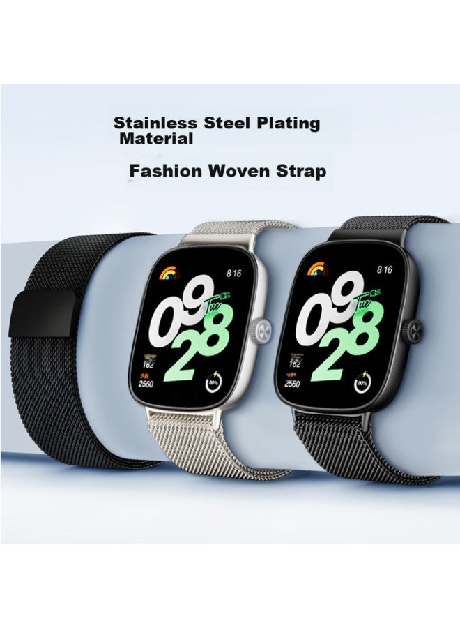 Canghua Compatible With Redmi Watch 5 Watch Strap, Redmi Watch 4 Strap, Milanese Metal Braided Magnetic Clasp Replaceable Wristband, Black - Image 2