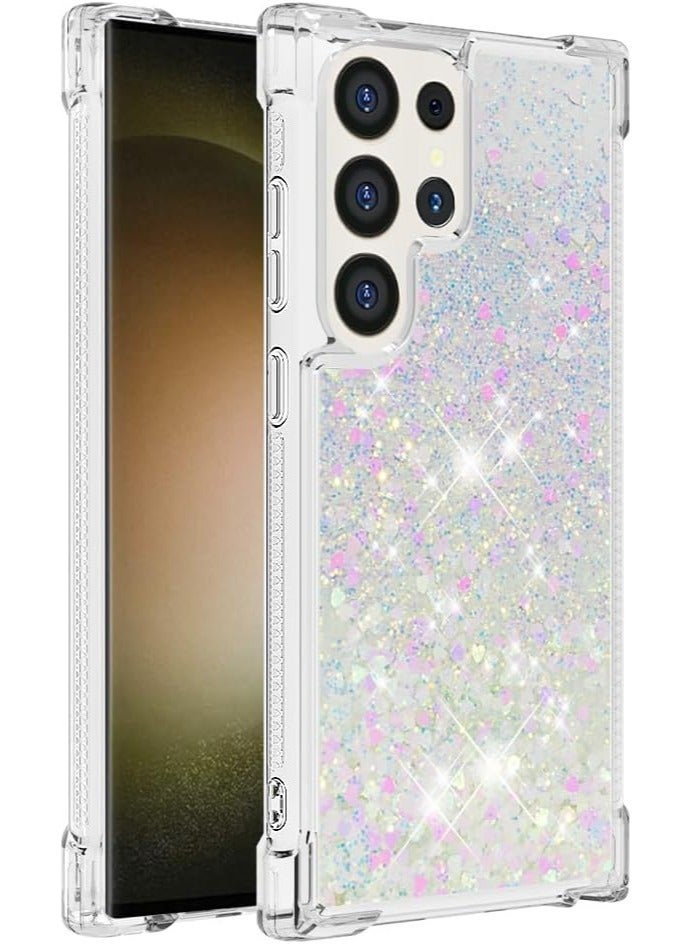 Arabest Case for Samsung Galaxy S24 Ultra Glitter Case, Liquid Sparkle Quicksand Clear Transparent Sequin Girls Slim TPU Bumper Silicone Shockproof Cover for Samsung S24 Ultra (Love Pink) - Image 2