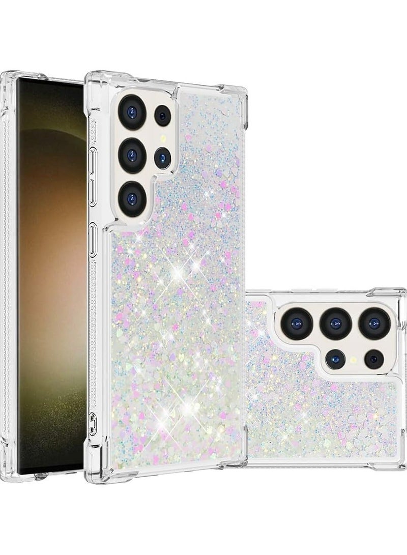 Arabest Case for Samsung Galaxy S24 Ultra Glitter Case, Liquid Sparkle Quicksand Clear Transparent Sequin Girls Slim TPU Bumper Silicone Shockproof Cover for Samsung S24 Ultra (Love Pink) - Image 1