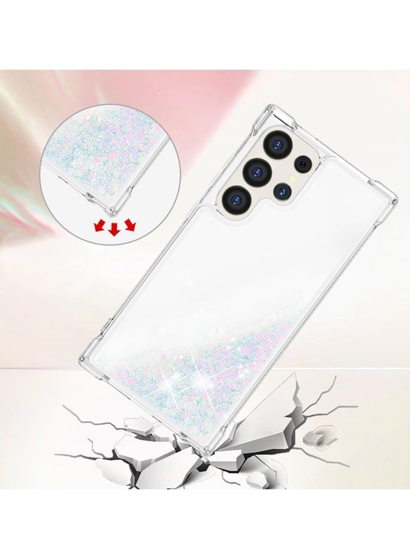 Arabest Case for Samsung Galaxy S24 Ultra Glitter Case, Liquid Sparkle Quicksand Clear Transparent Sequin Girls Slim TPU Bumper Silicone Shockproof Cover for Samsung S24 Ultra (Love Pink) - Image 4