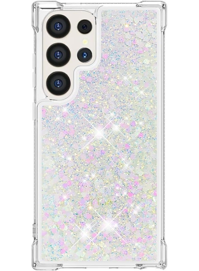 Arabest Case for Samsung Galaxy S24 Ultra Glitter Case, Liquid Sparkle Quicksand Clear Transparent Sequin Girls Slim TPU Bumper Silicone Shockproof Cover for Samsung S24 Ultra (Love Pink) - Image 3