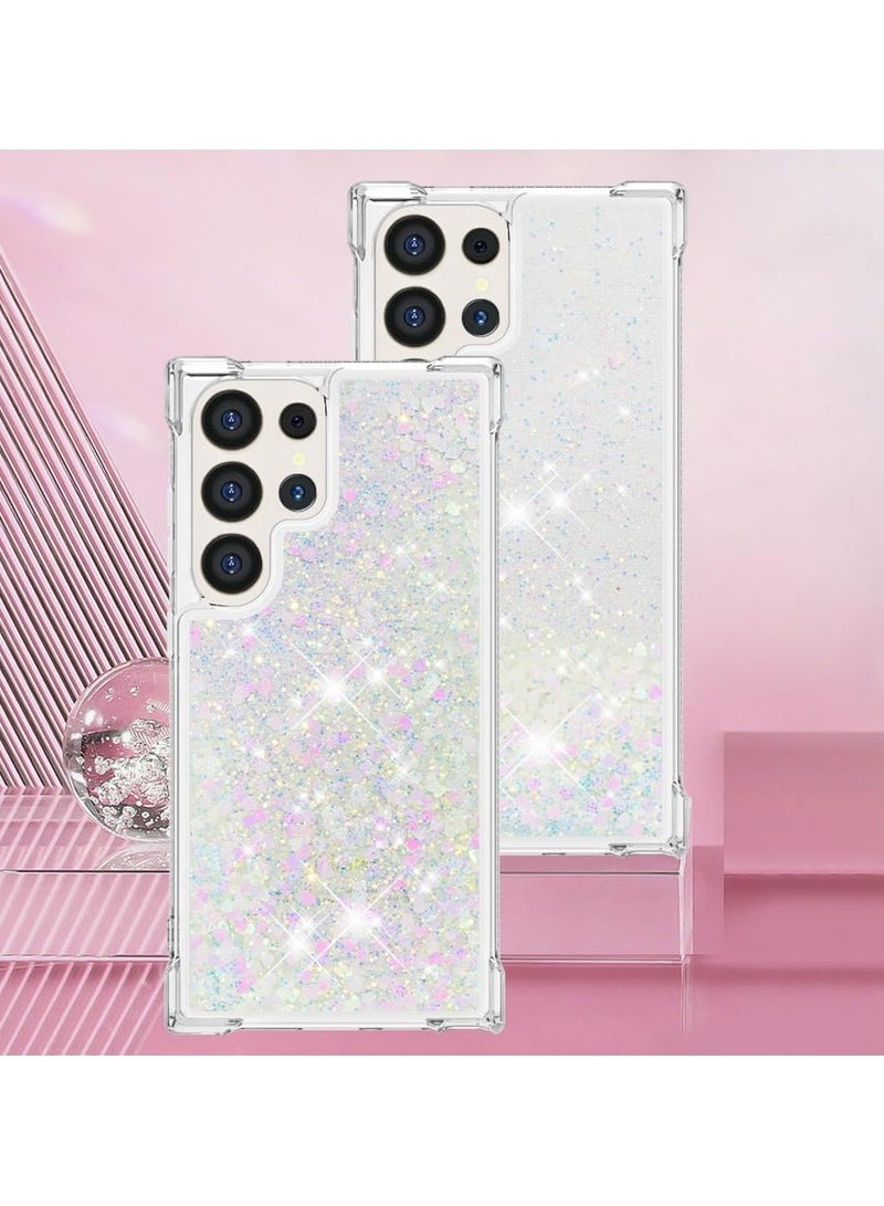 Arabest Case for Samsung Galaxy S24 Ultra Glitter Case, Liquid Sparkle Quicksand Clear Transparent Sequin Girls Slim TPU Bumper Silicone Shockproof Cover for Samsung S24 Ultra (Love Pink) - Image 5