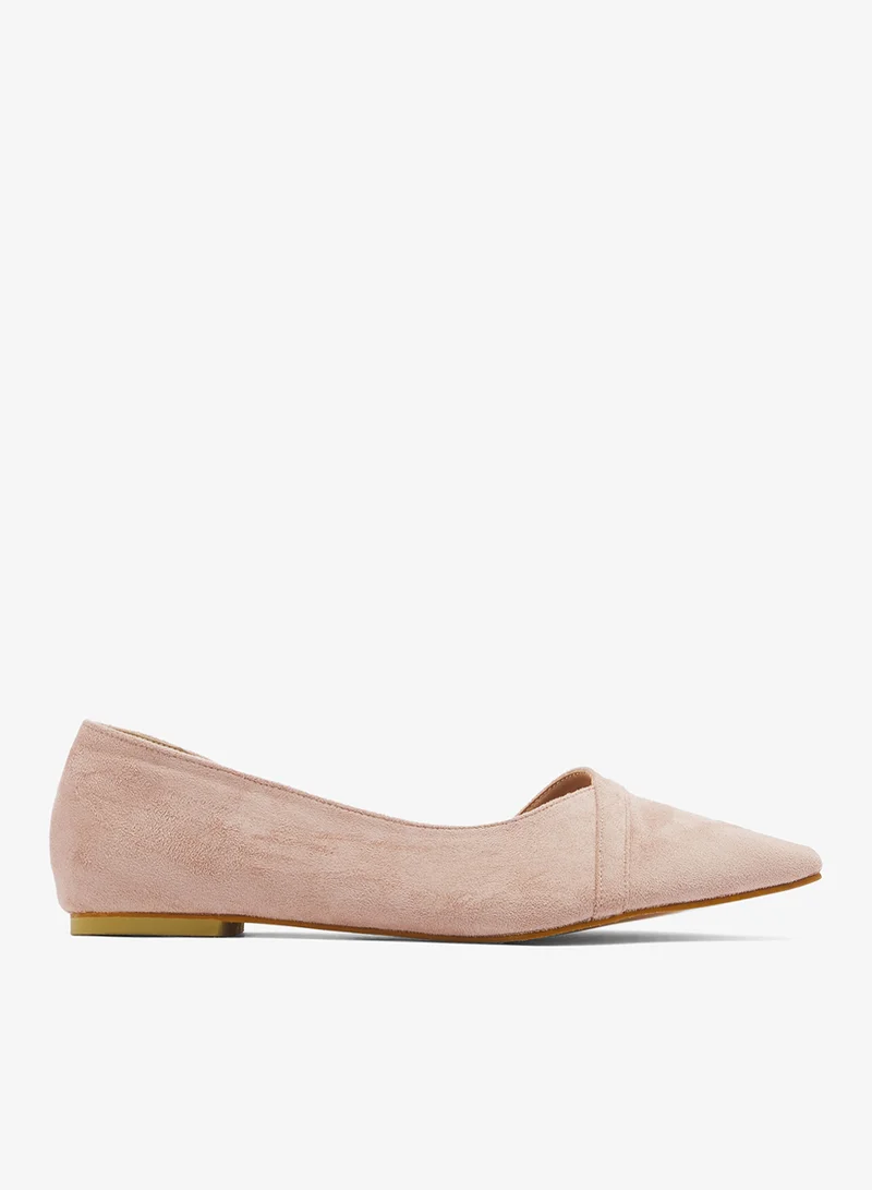 ELLA Suede Ballet Flats Cut Out Detail