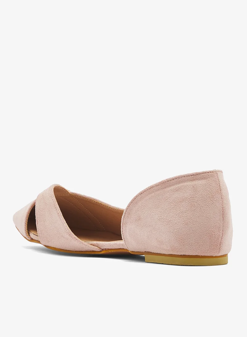 ELLA Suede Ballet Flats Cut Out Detail