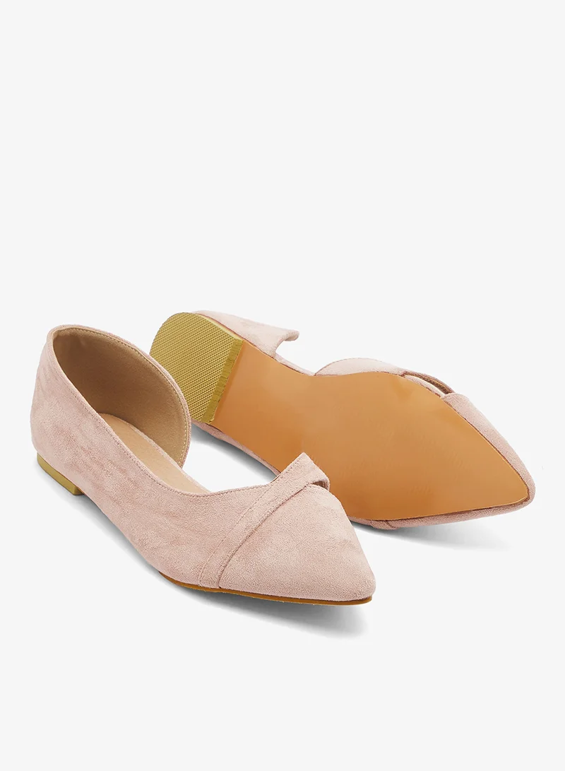 ELLA Nude Suede Ballet Flats Cut Out Detail for Women | Best Price UAE