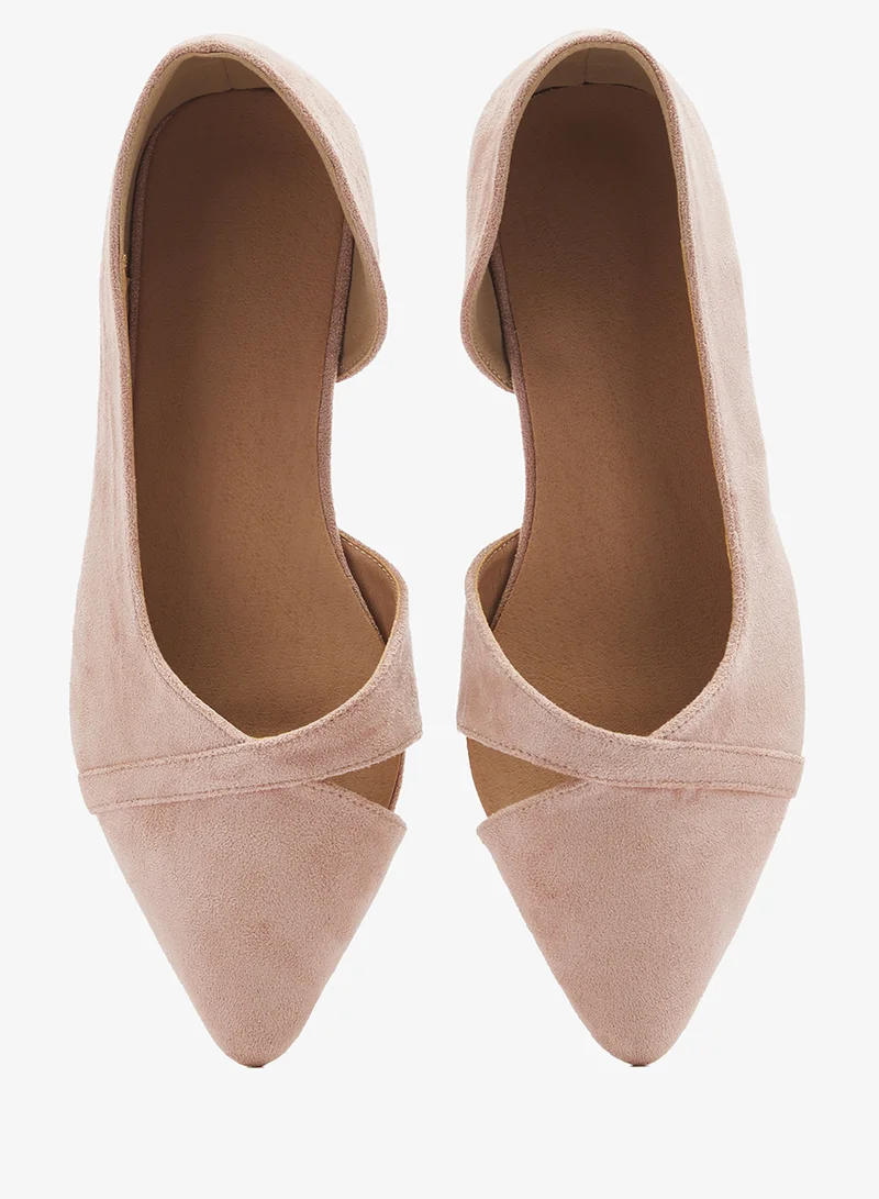 ELLA Nude Suede Ballet Flats Cut Out Detail for Women | Best Price UAE