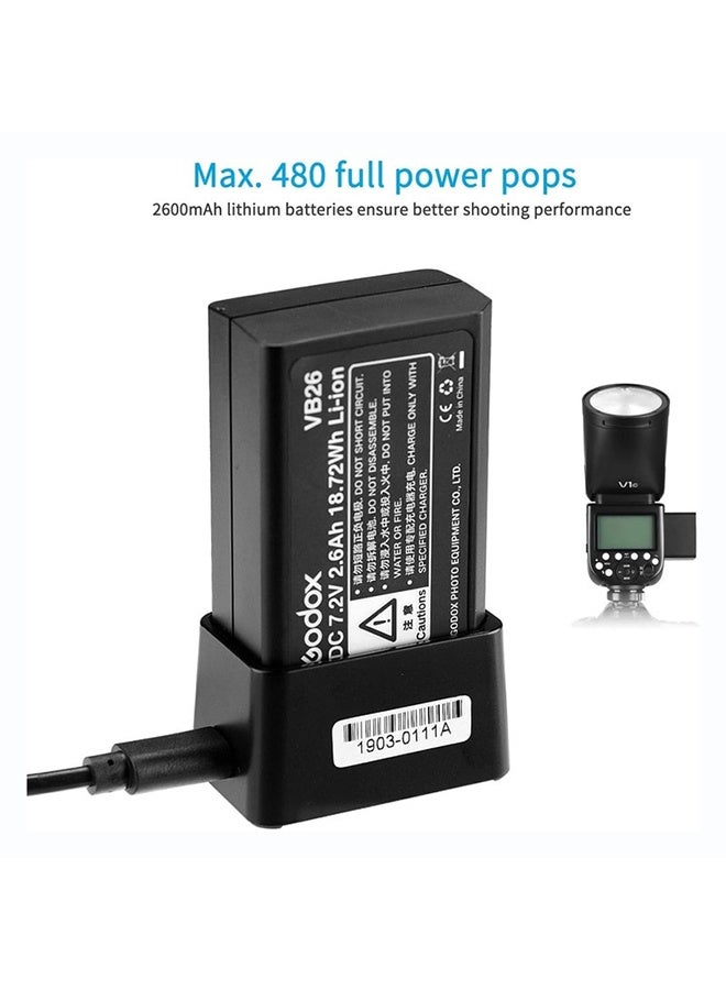 Godox V1 V1-N V1N Round Head Camera Flash for Nikon Flash Speedlight Speedlite Light,76Ws 2.4G 1/8000 HSS,480 Full Power Shots,1.5s Recycle Time,2600mAh Li-ion Battery,10 Levels LED Modeling Lamp - Image 4