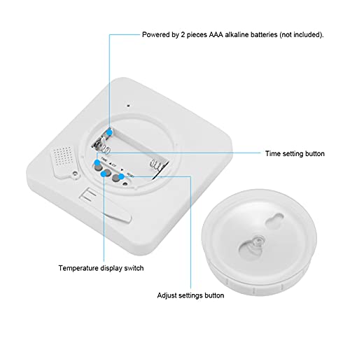 Houkiper Digital Bathroom Shower Wall Clock, LCD Digital Wall Clock with Suction, Waterproof Temperature Humidity Gauge, Touch Screen Timer, Large Countdown Visual Timer (White) - Image 5