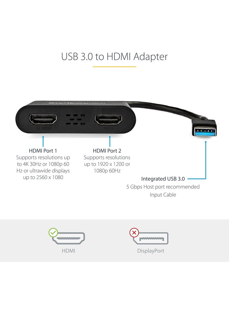 StarTech StarTechcom USB 30 to Dual HDMI Adapter USB to 2x HDMI Monitor Converter for Windows TAA no support for macOSChromeOSLinux  - Image 3