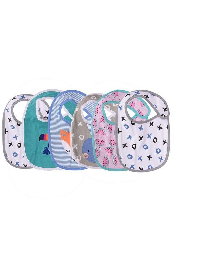 MOM'S HOME - Moms Home New Born Baby Cotton Bibssuper Absorbent Gentle To Baby Delicate Skin Pack Of 6 (09 Months) - Image 1