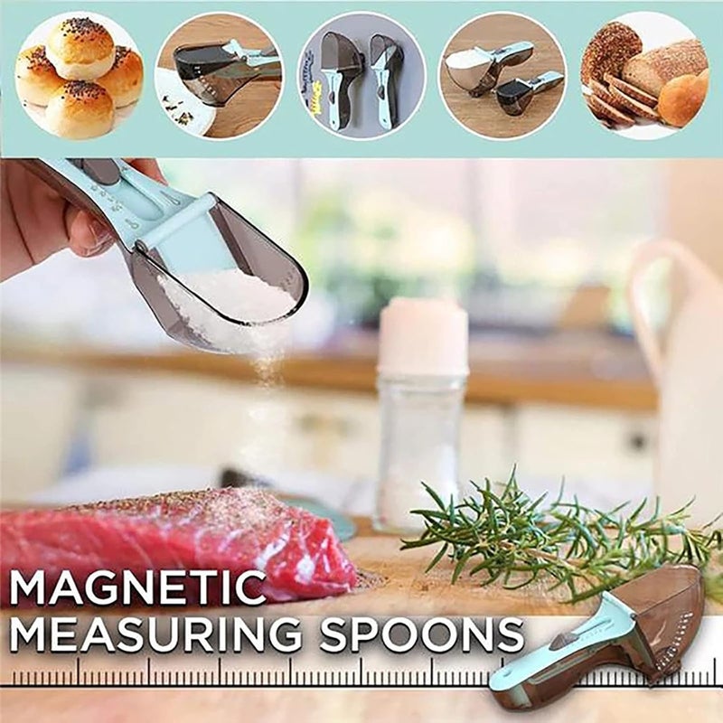 klarako Adjustable Measuring Cups and Spoons Set, Kitchen Tools Plastic Tablespoon Measuring Cup with Magnetic for Measuring Solid/Powder/Liquid (Large) - Image 3