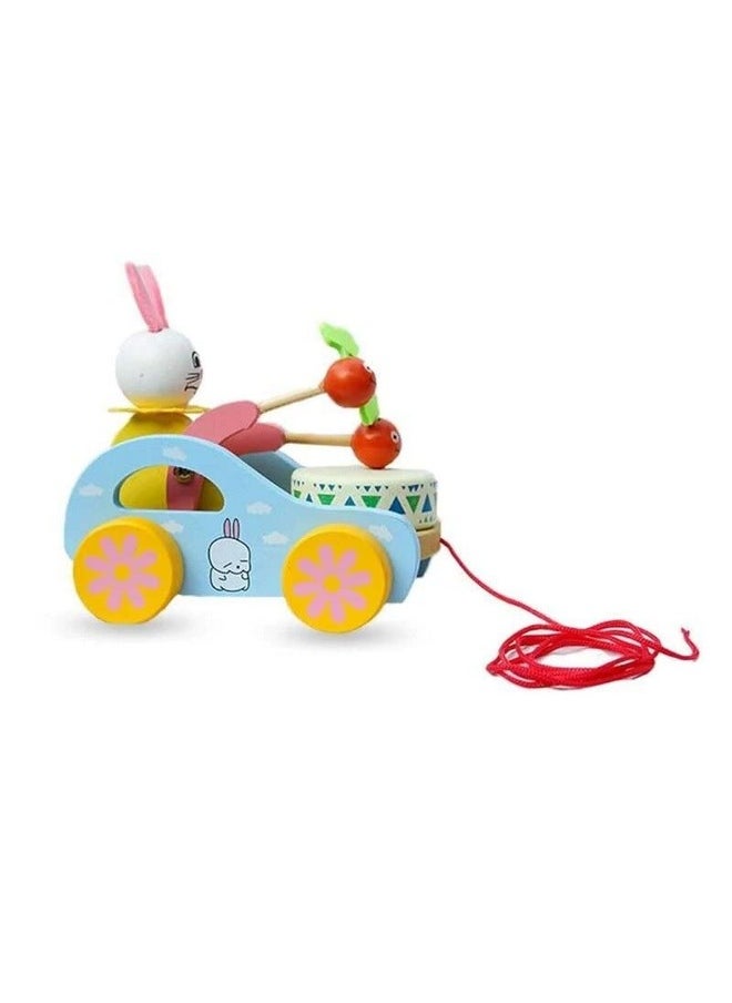 Smartcraft Smartcraft Wooden Drum Musical Pull Along Toy, Baby Early Walking Pull Toy, (Pack of 1) (Rabbit)  - Image 3