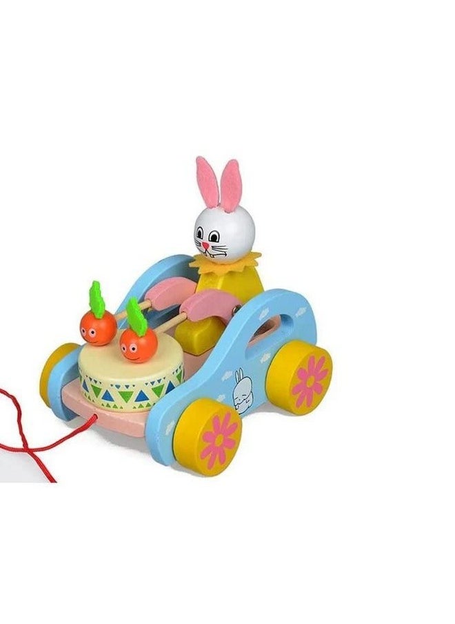 Smartcraft Smartcraft Wooden Drum Musical Pull Along Toy, Baby Early Walking Pull Toy, (Pack of 1) (Rabbit)  - Image 2