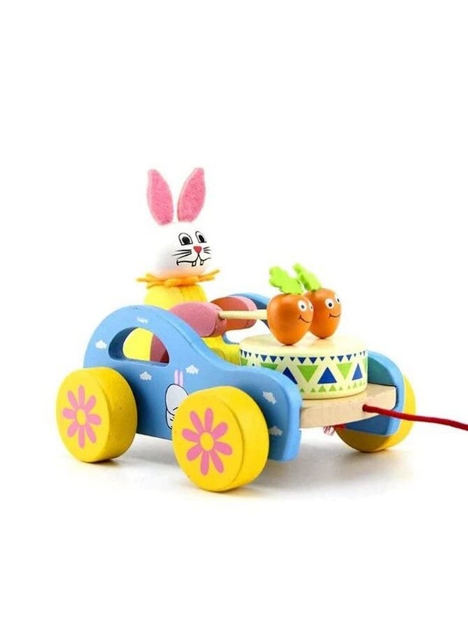 Smartcraft Smartcraft Wooden Drum Musical Pull Along Toy, Baby Early Walking Pull Toy, (Pack of 1) (Rabbit)  - Image 1
