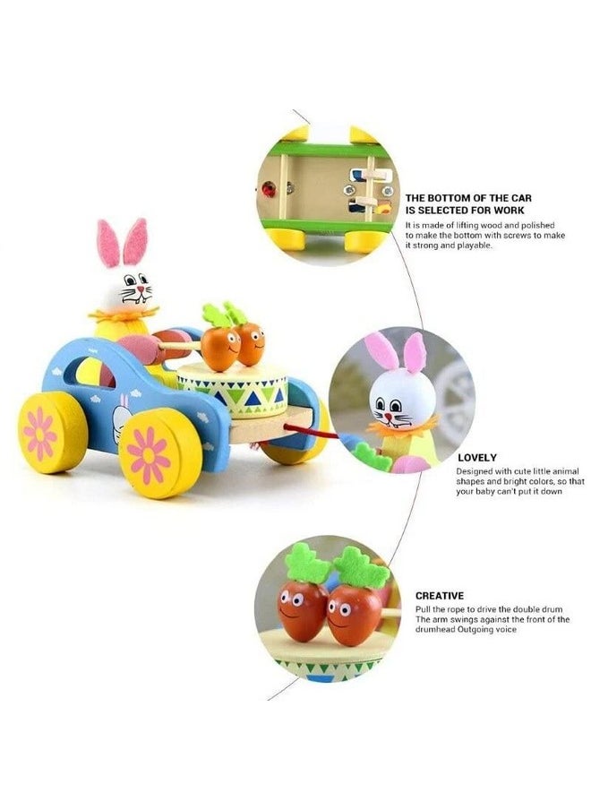 Smartcraft Smartcraft Wooden Drum Musical Pull Along Toy, Baby Early Walking Pull Toy, (Pack of 1) (Rabbit)  - Image 5