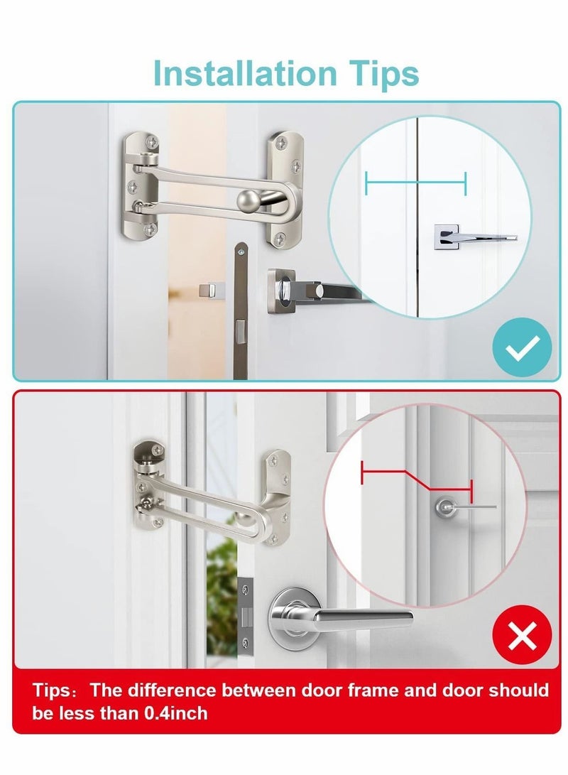 إبزيم مضاد للسرقة في الفندق، واقي قضيب التأرجح لقفل الباب للأبواب الأمامية والداخلية، أقفال معززة بسبائك الزنك الصلبة السميكة، سدادات أمان منزلية، قطعتان - Image 4