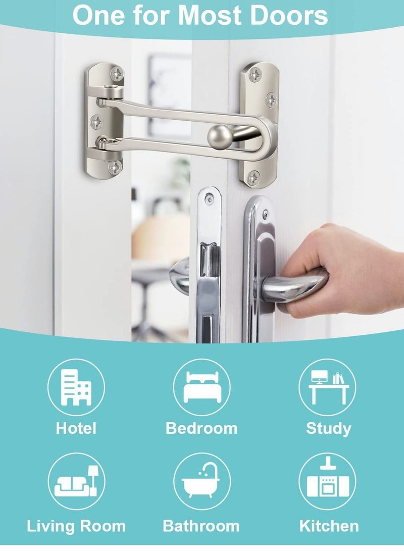 إبزيم مضاد للسرقة في الفندق، واقي قضيب التأرجح لقفل الباب للأبواب الأمامية والداخلية، أقفال معززة بسبائك الزنك الصلبة السميكة، سدادات أمان منزلية، قطعتان - Image 2