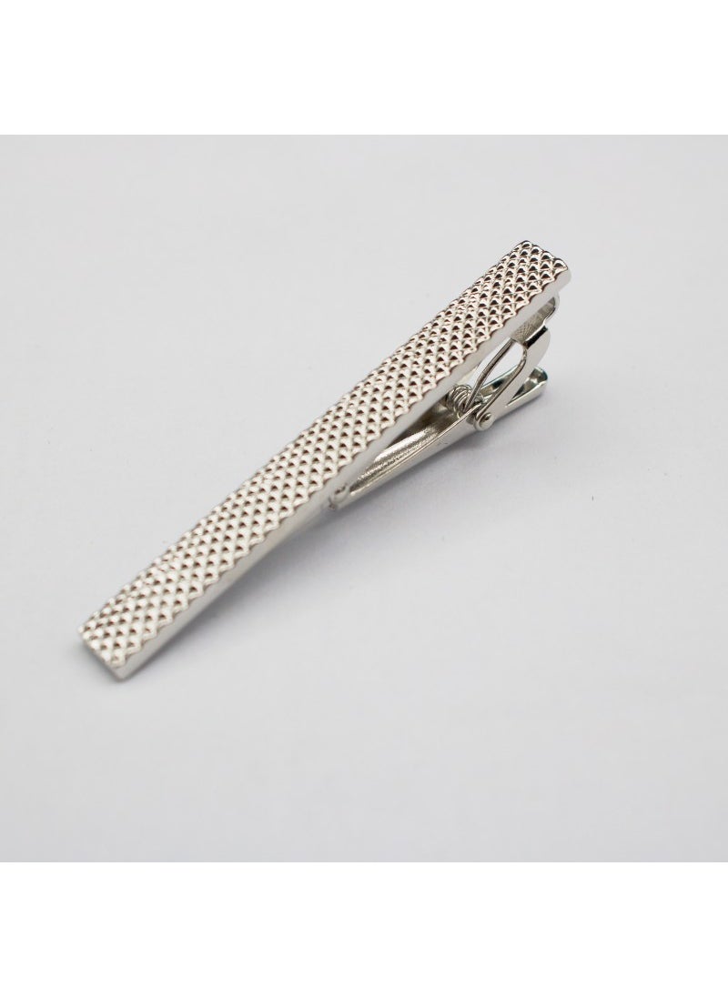 Fashion Business Tie Clip Set Bump Silver