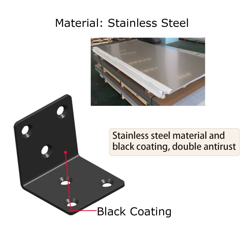 Aufuga Black Stainless Steel Shelf Bracket,Joint Right Angle Bracket,L Shape Heavy Duty Metal Corner Brace Shelf Supporter for Wood Aufuga (20, 2x2x2) - Image 2
